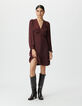 Women’s burgundy dress with covered buttons-1