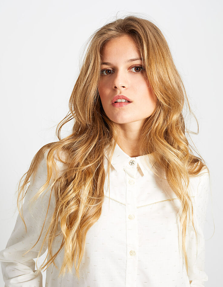 Chemise blanc cassé à jacquard doré I.Code-5 Chemise blanc cassé à jacquard doré I.Code-5