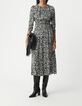 Zwarte maxi jurk LENZING&trade; ECOVERO&trade; minimale bloemenprint Dames-1