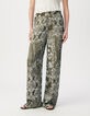 Pantalon large kaki imprimé foulard Femme-3