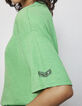 Women’s green cotton T-shirt, chevron badge on shoulder-3