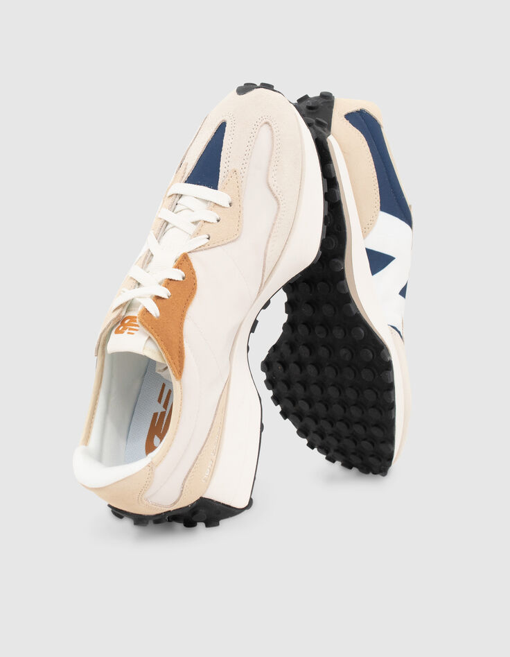Beige und marineblaue Herrensneaker New Balance 327 IKKS