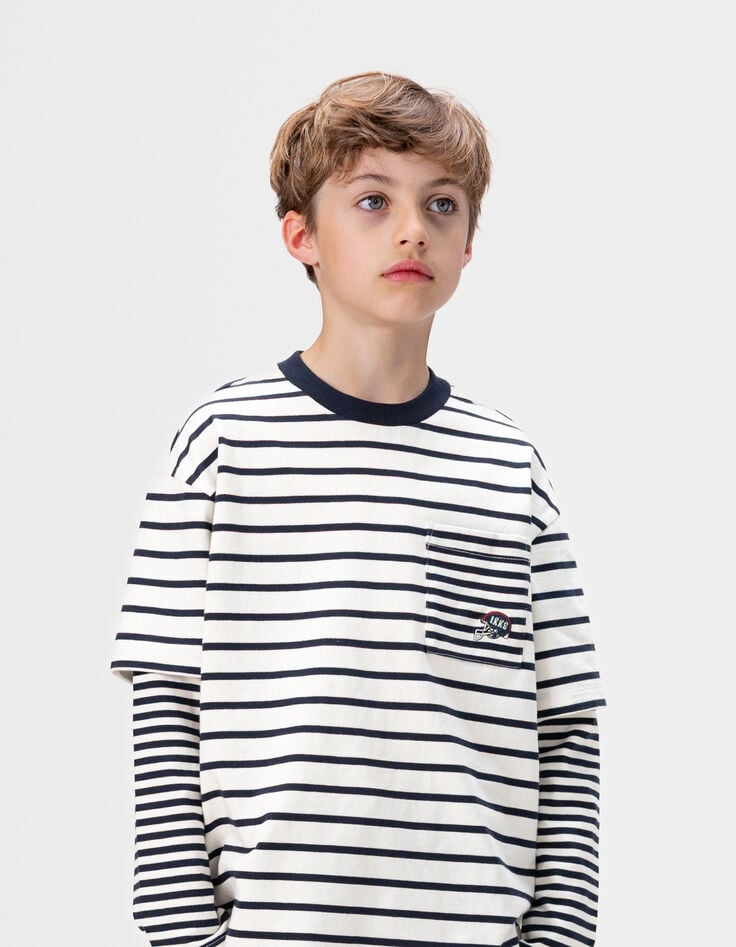 Matrozenshirt biokatoen trompe l'oeil mouwen jongens-2