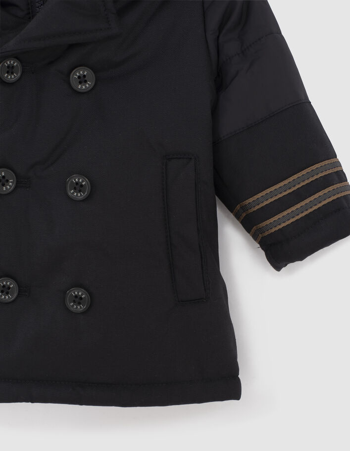 Navy parka met doorstikt zwart beleg babyjongens - IKKS