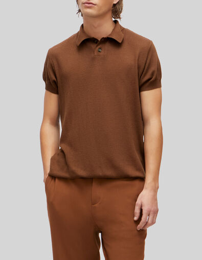Pure Edition – Men’s amber openwork knit polo shirt - IKKS