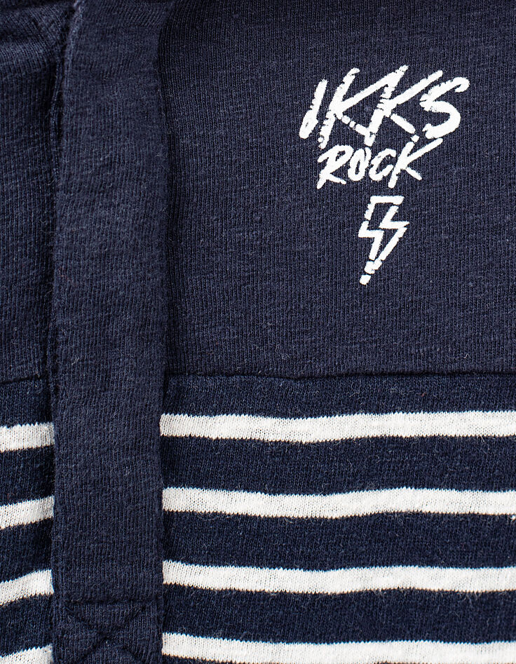 Baby boys’ navy organic cotton hooded sailor T-shirt-4