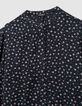 Zwarte blouse print miniroosjes meisjes-5