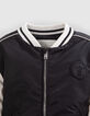 Boys’ black Varsity jacket, ecru sleeves, embroidered back-3