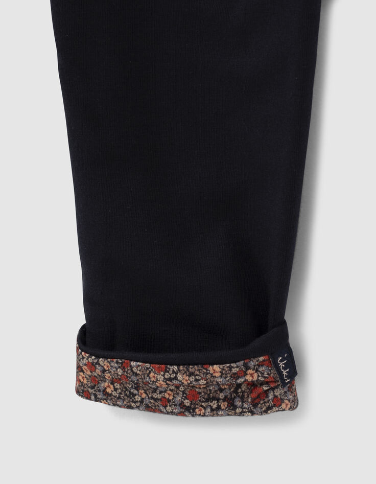 Girls' navy and micro-flower print reversible leggings-6