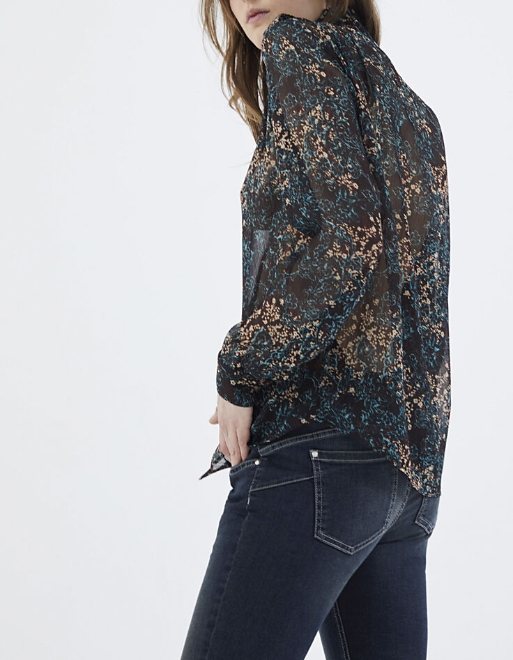Damenbluse aus Voilechiffon mit geblümtem Arabeskenprint-3