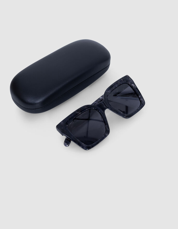 Schwarze Sonnenbrille Billy graue Gläser-6