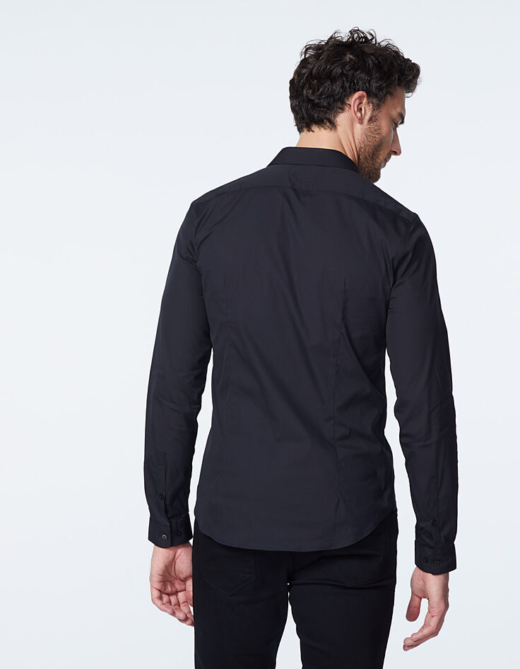 Men’s black SLIM shirt with hidden buttons-4