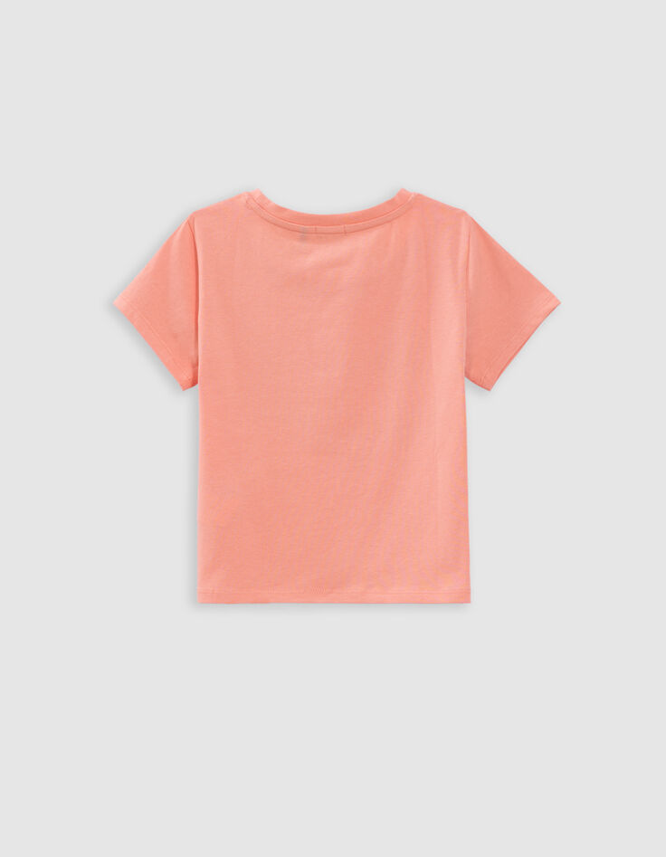 T-shirt corail forme cropped fille-3