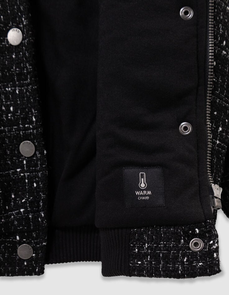 Blouson noir esprit tweed fille-8