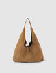 Sac Hobo camel cuir velours-1
