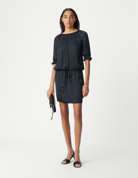 Women's navy crinkle drape dress - IKKS