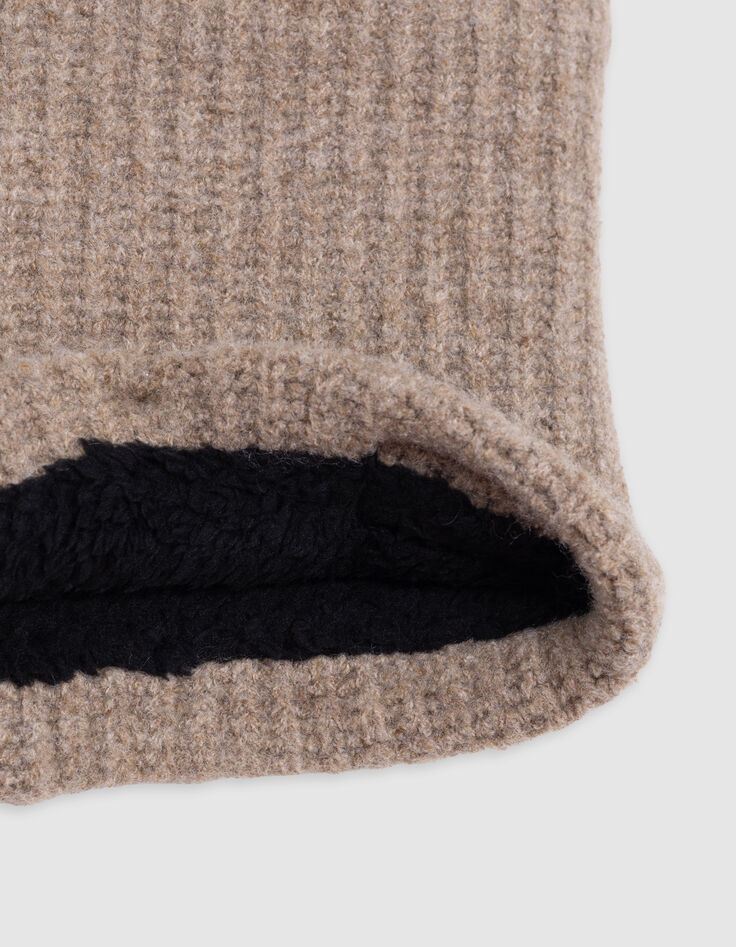 Snood camel tricot fourré grosses côtes garçon-4