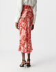 Jupe longue rouge imprimé batik Femme-4