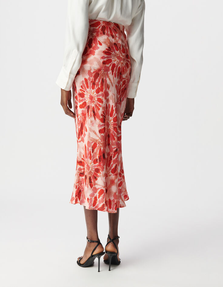 Jupe longue rouge imprimé batik Femme-4
