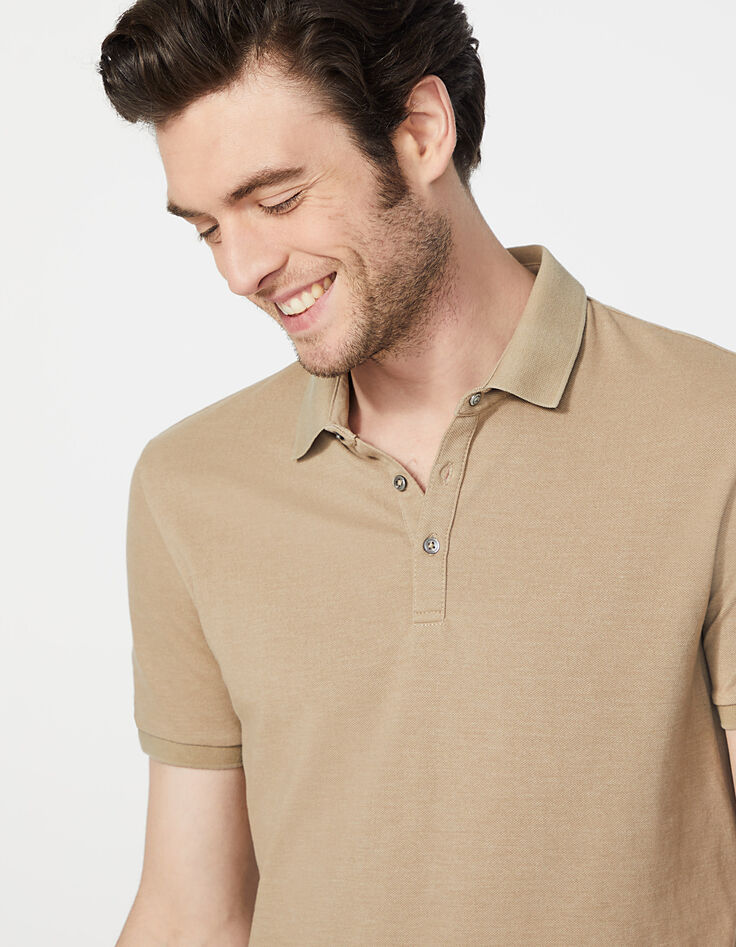 Men’s light beige piqué polo shirt-4