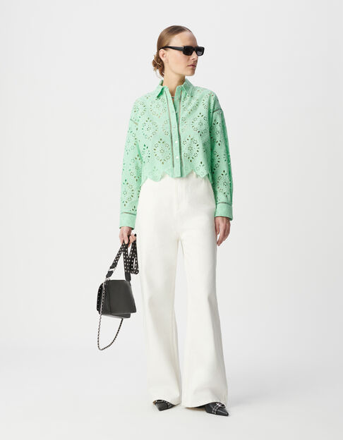 Camisa verde algodón bordado inglés - IKKS