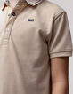 Boys’ beige organic cotton polo shirt with striped collar-2