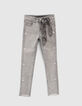 Grijze skinny jeans met grafische sjaal meisjes-1