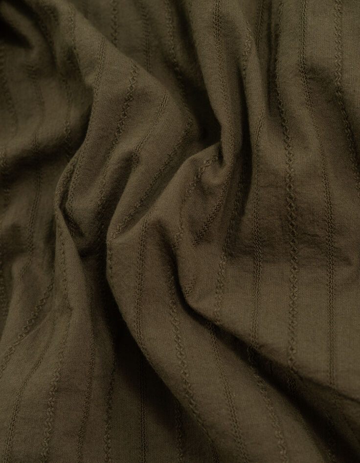 Men&rsquo;s khaki organic cotton SLIM shirt, striped embroidery-7