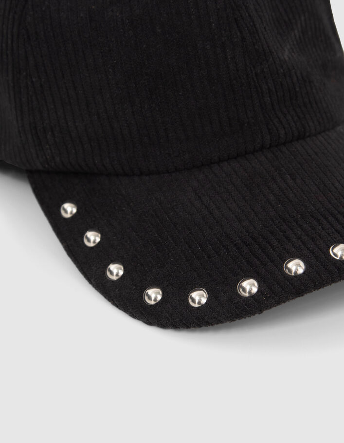 Casquette noire en velours cloutée Femme