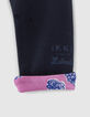 Baby girls' Indian floral/navy reversible leggings-6