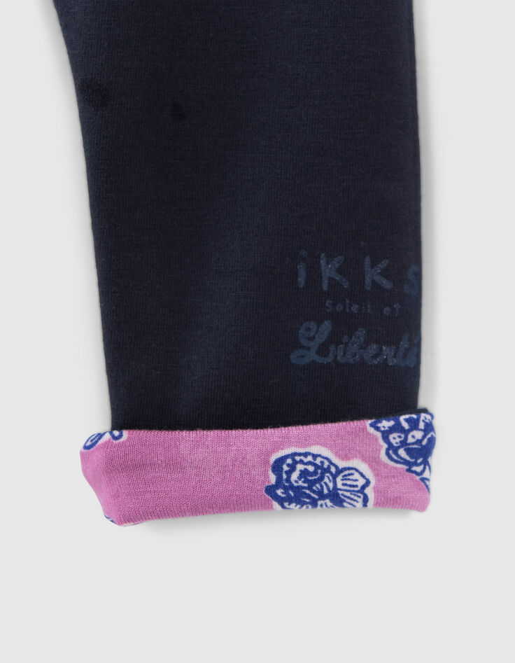 Baby girls' Indian floral/navy reversible leggings-6