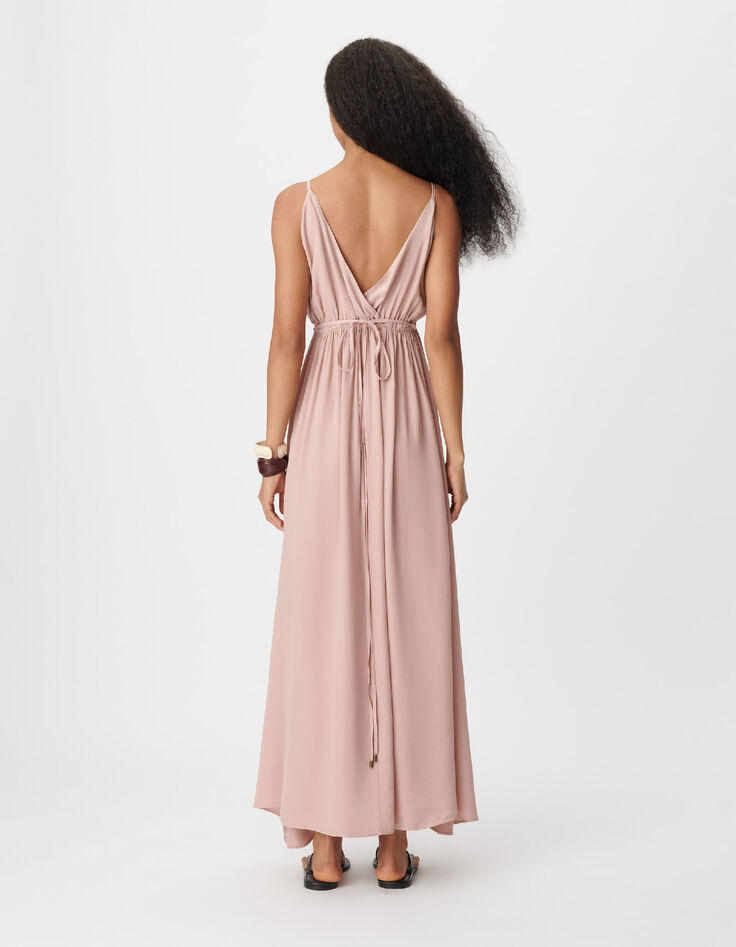 Women's pink long dress with Lyocell&reg; straps-3