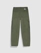 Fluid khaki cargo pants for girl-2