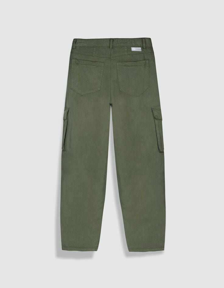 Fluid khaki cargo pants for girl-2