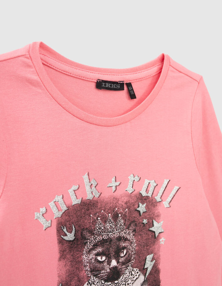 T-shirt rose vif visuel chat-princesse fille - IKKS