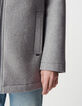 Manteau gris &agrave; capuche lainage esprit flanelle Femme-4