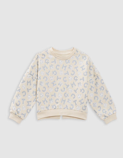 Girl's ecru sweatshirt with metallic letters TAMAGOTCHI - IKKS