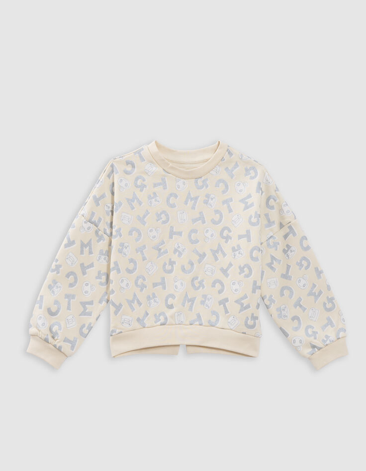 Sweat écru lettres métallisées TAMAGOTCHI x IKKS fille-2