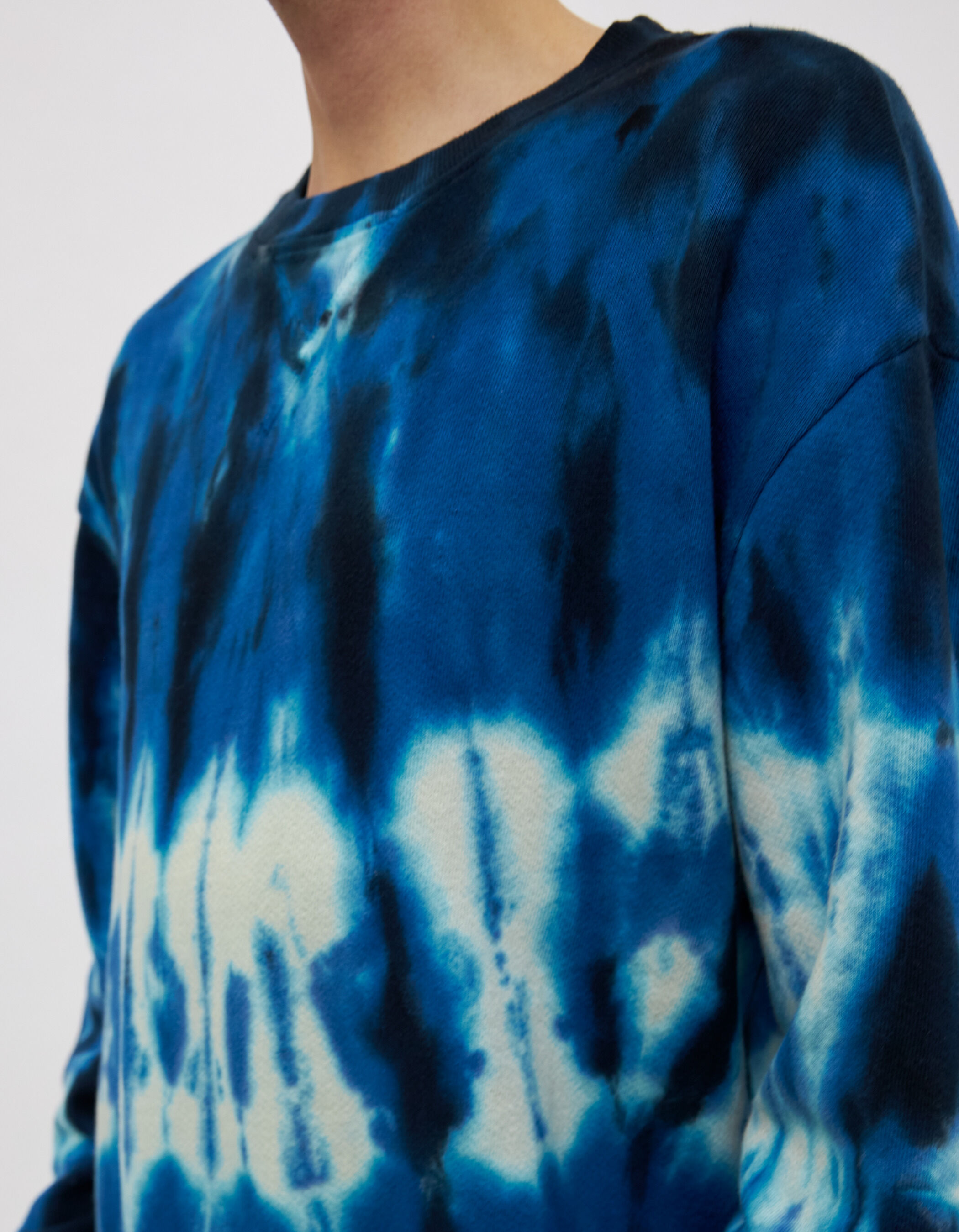 Sweat electric blue molleton tie and dye Homme