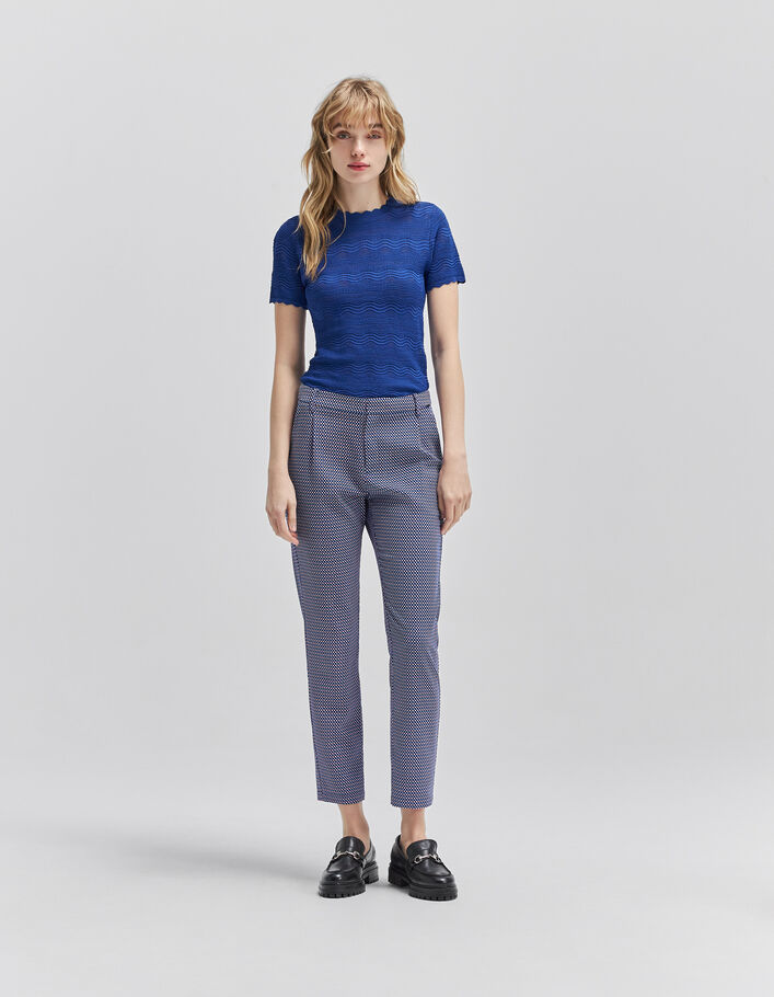 Kobaltblauer Damen-T-Shirt offener Rückenausschnitt - IKKS