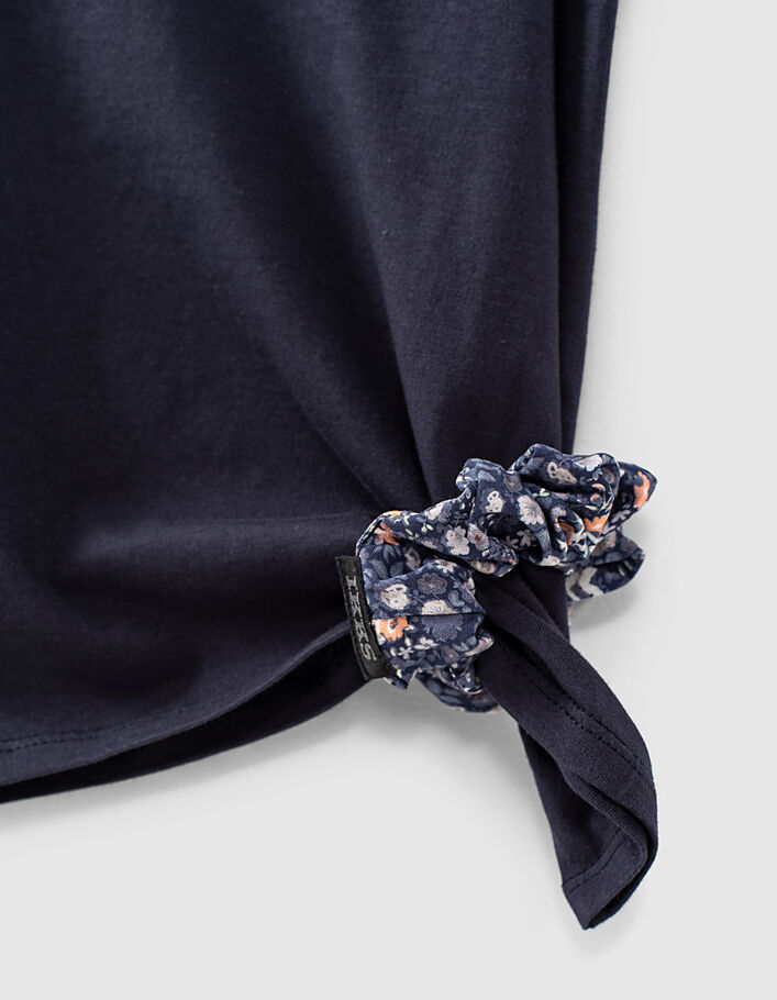 Tee-shirt navy bio avec chouchou à fleurs fille - IKKS