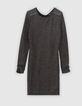 Schwarzes M&auml;dchenr&ouml;hrenkleid mit Glitzer aus Rippstrick-1