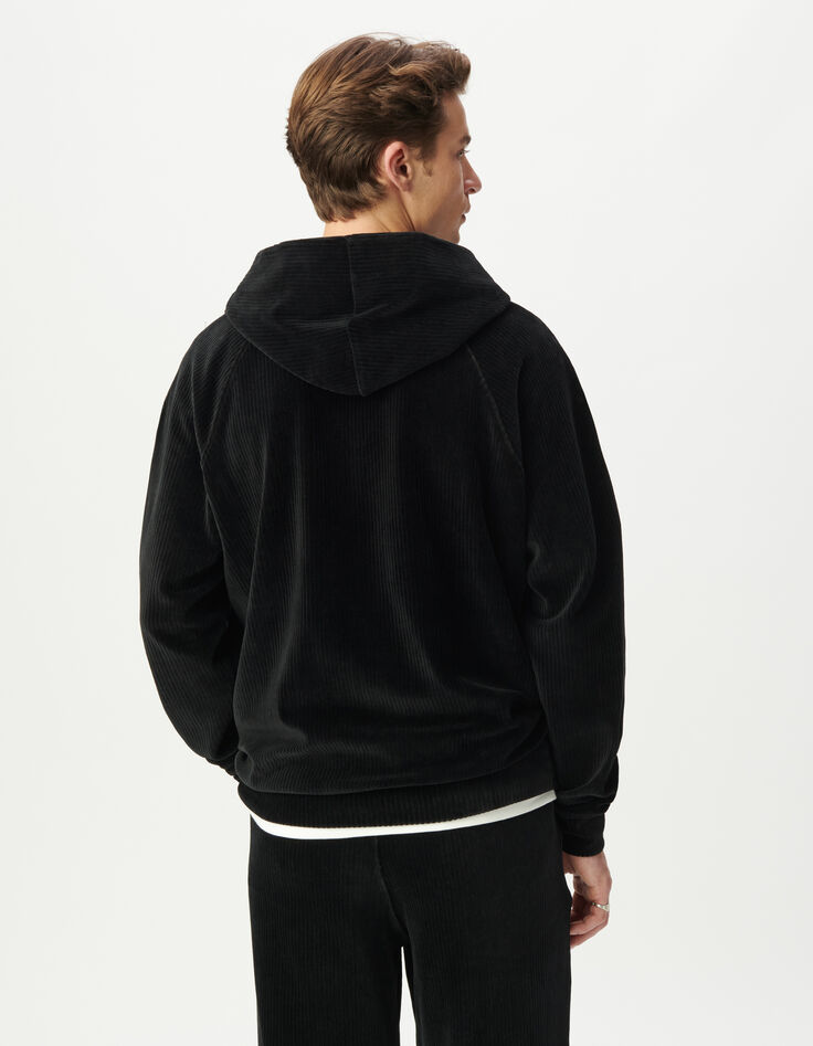 Sudadera negra pana cuello alto capucha hombre-2