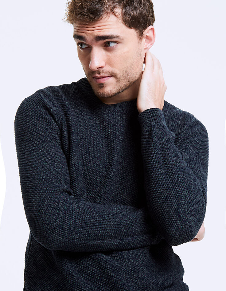 Pull marine et vert mélangé Homme-1 Pull marine et vert mélangé Homme-1