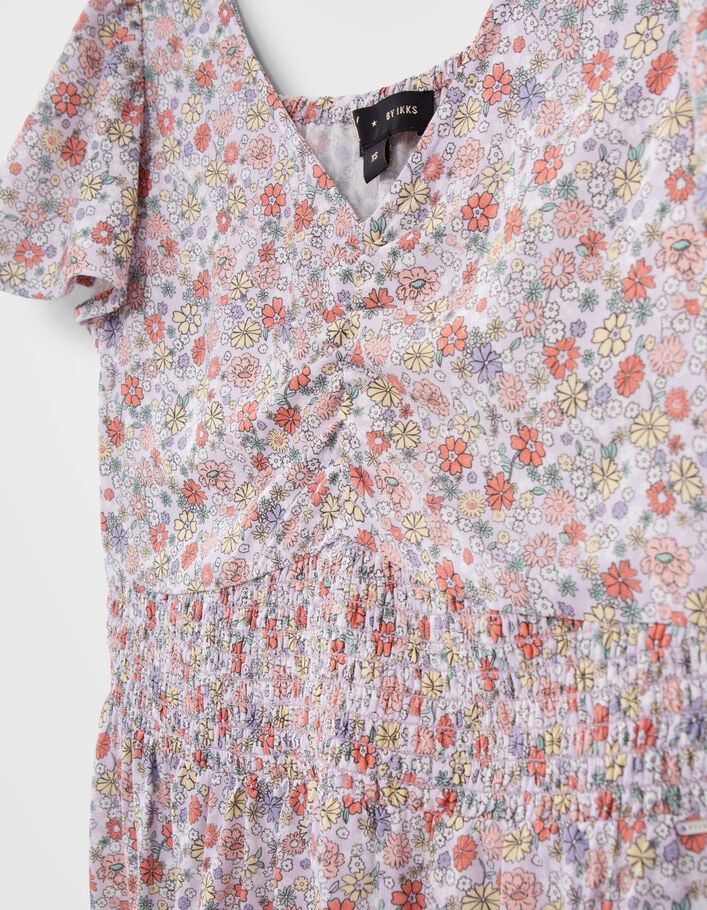 Girls’ lilac LENZING™ ECOVERO™ Flower Power print dress - IKKS