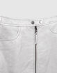 Korte rok in silver leer met rits Dames-8