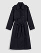 L&eacute;a Women's long navy double-breasted trench coat-5