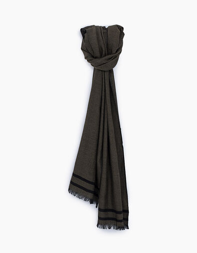Kaki foulard in wol met zwarte strepen Heren - IKKS