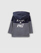 Baby boys’ navy organic cotton hooded sailor T-shirt-3