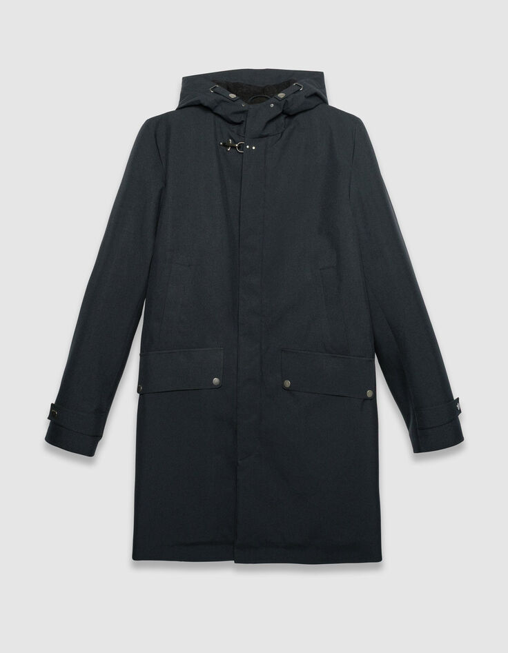 Men&rsquo;s navy mid-length hooded parka-9